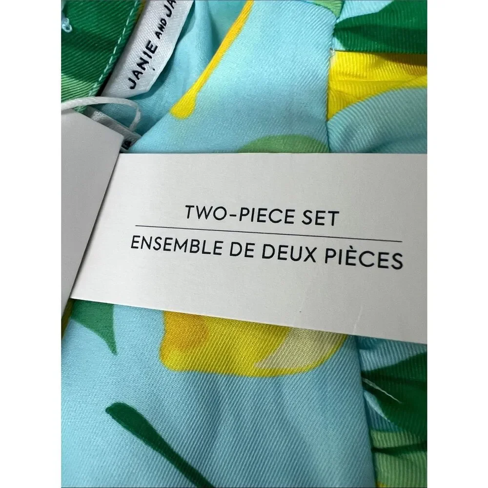 Janie and Jack Lemon Print Dress & Bloomers - Blue, Yellow, Green size 3-6 m NWT
